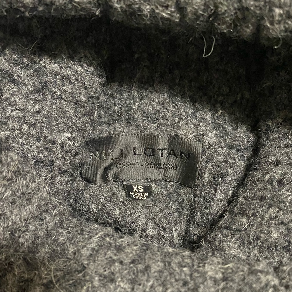 Nili Lotan OVERSIZE Douglass Women’s Sweater Charcoal Gray PTP 22’ XS NWOT - Picture 7 of 8
